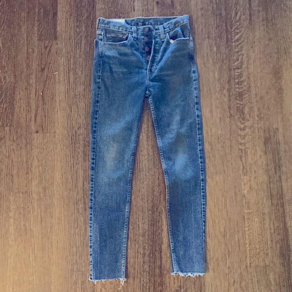 Comfort stretch high rise ankle crop in 70s rinse